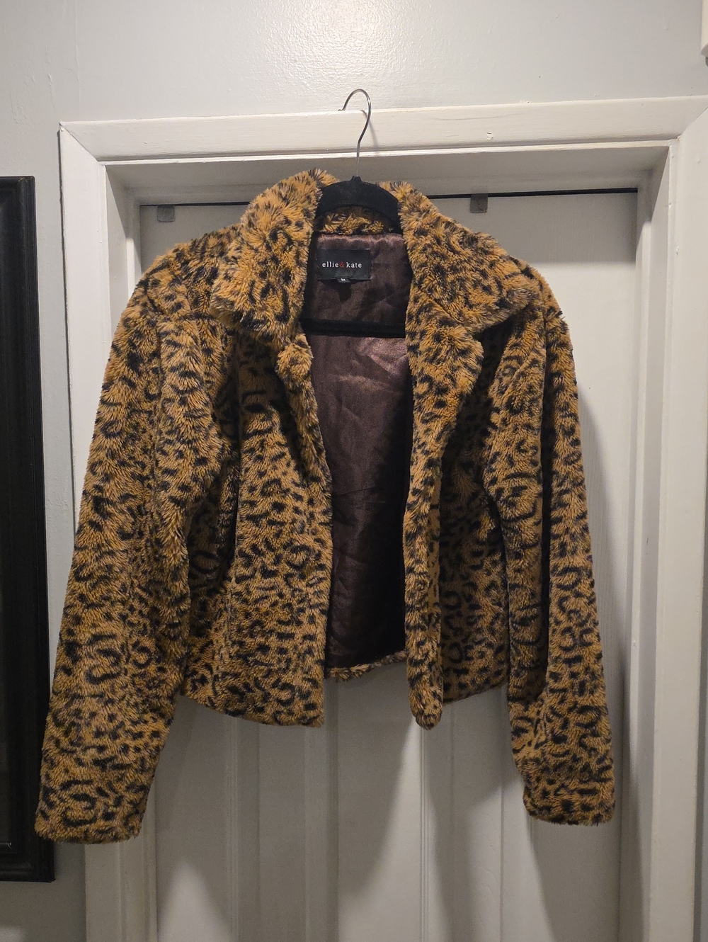 Ellie & Kate Leopard-Print Teddy Jacket in Mustard